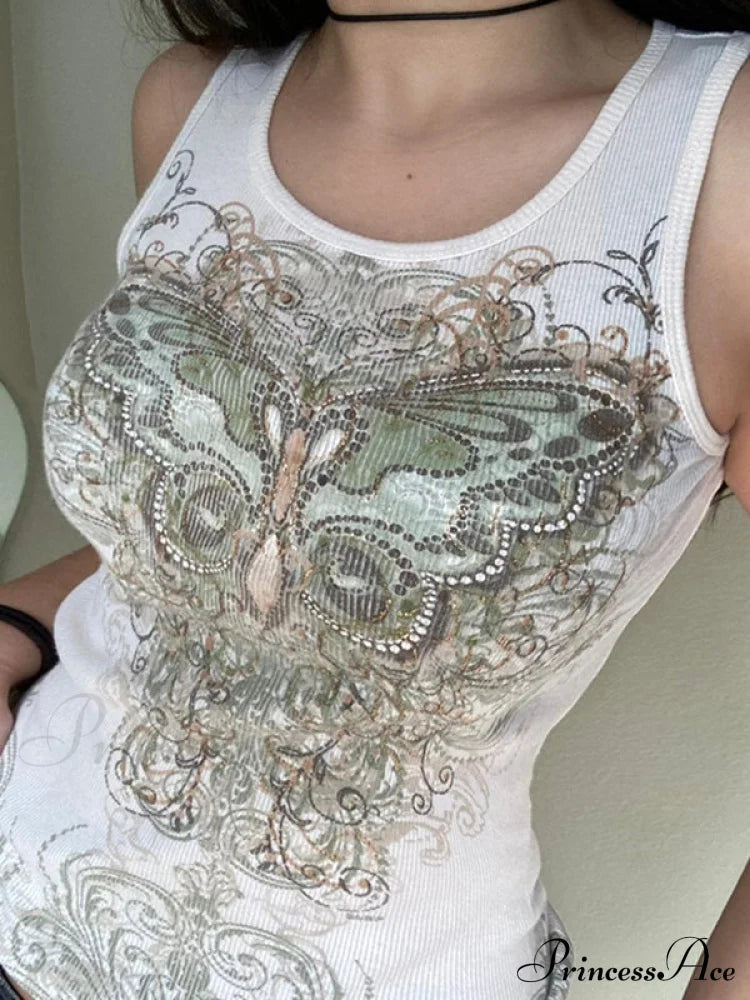 Butterfly Charm Graceful Silver Bandeau Top Tank Tops&Camis