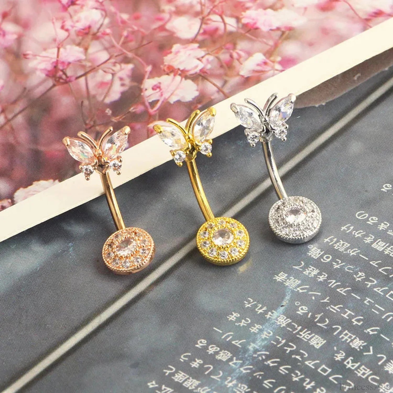 Butterfly CZ Sparkling Gothic Belly Ring