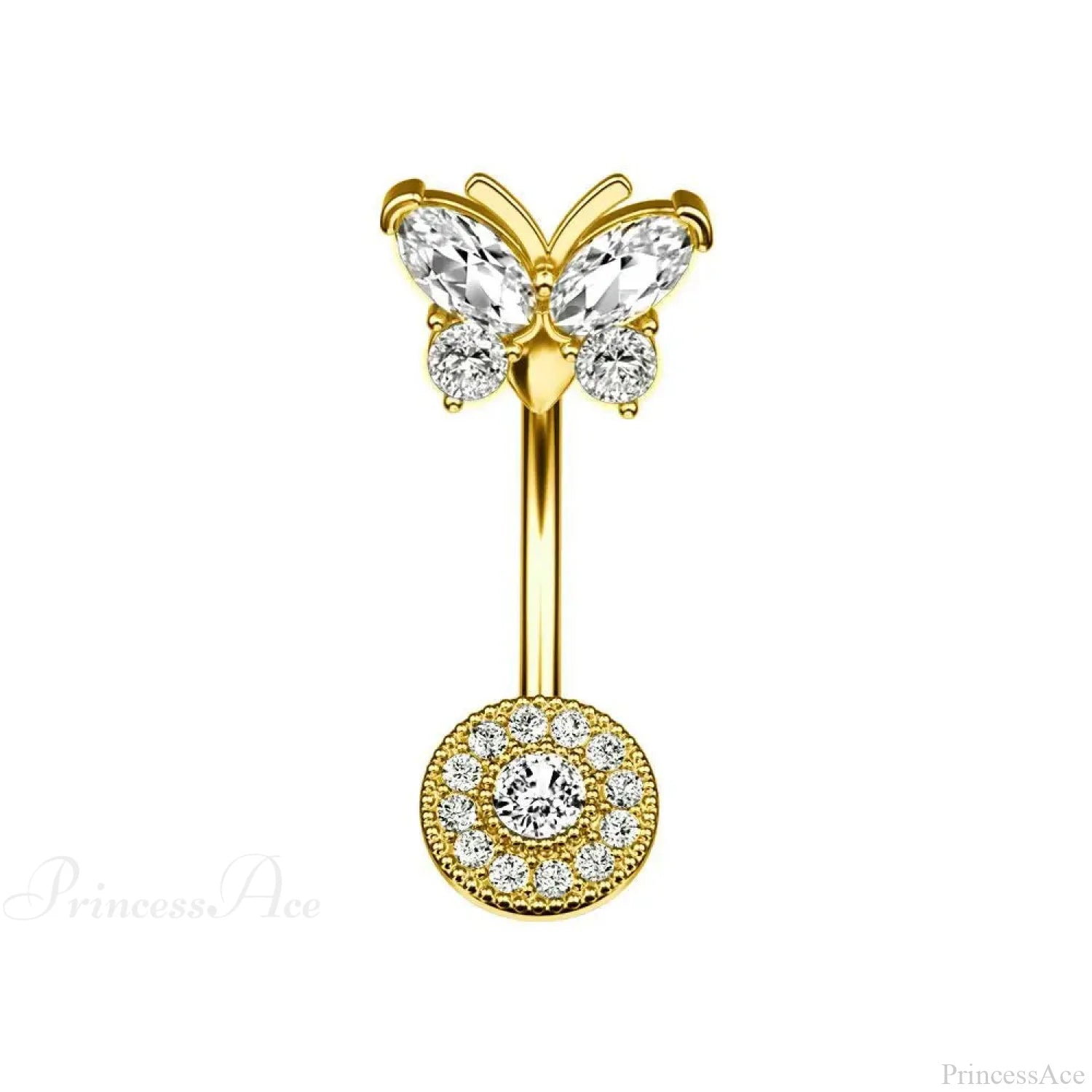 Butterfly CZ Sparkling Gothic Belly Ring Style1 Gold