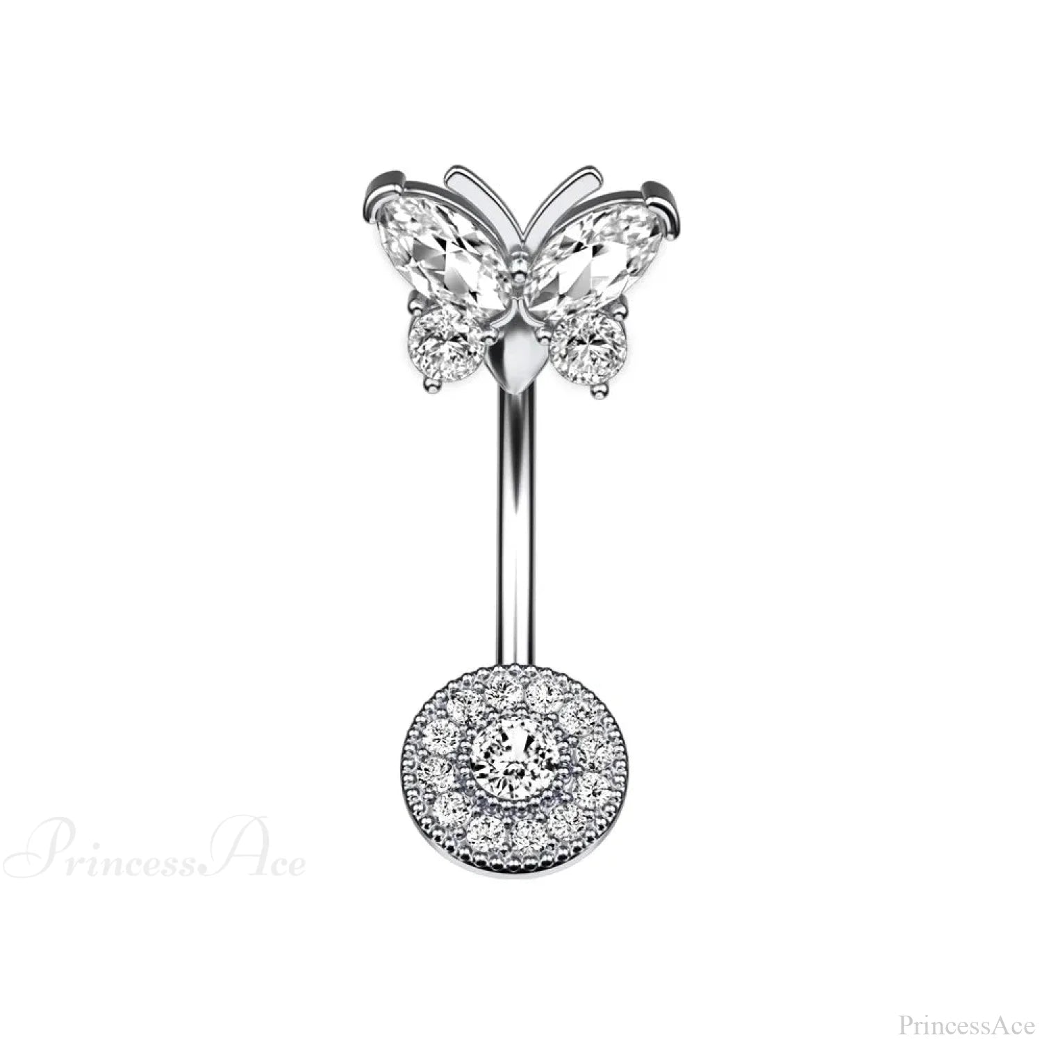 Butterfly CZ Sparkling Gothic Belly Ring Style1 Silver