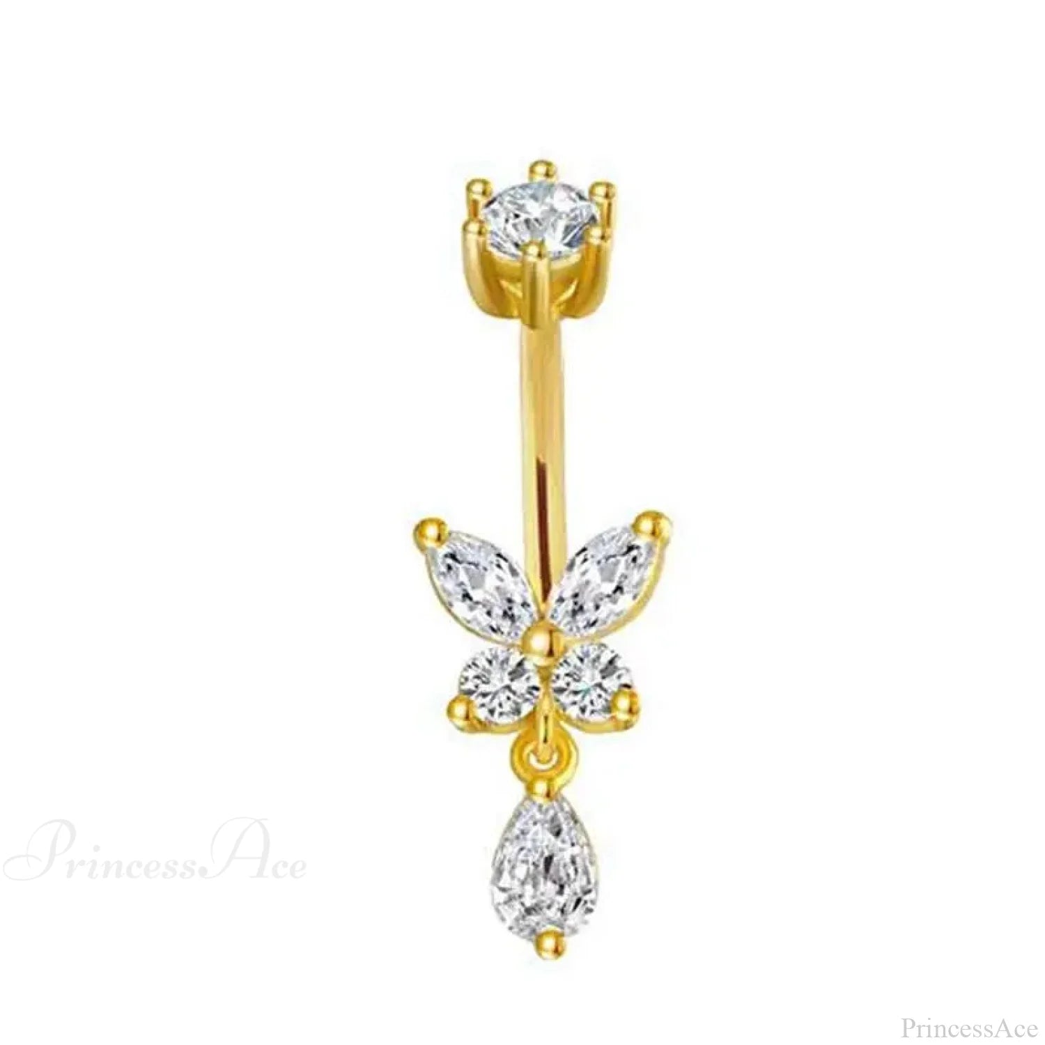 Butterfly CZ Sparkling Gothic Belly Ring Style3 Gold