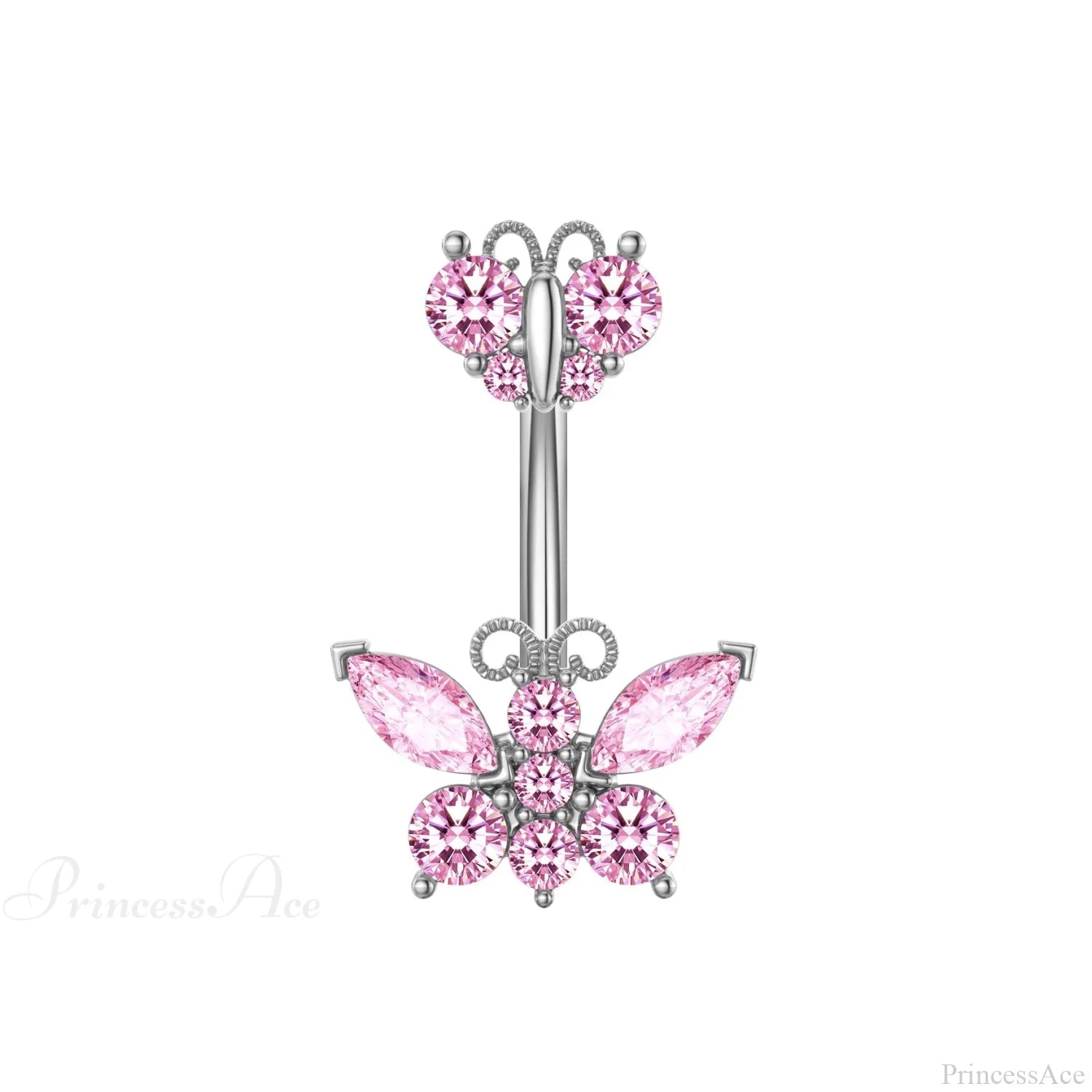 Butterfly CZ Sparkling Gothic Belly Ring Style5 Pink