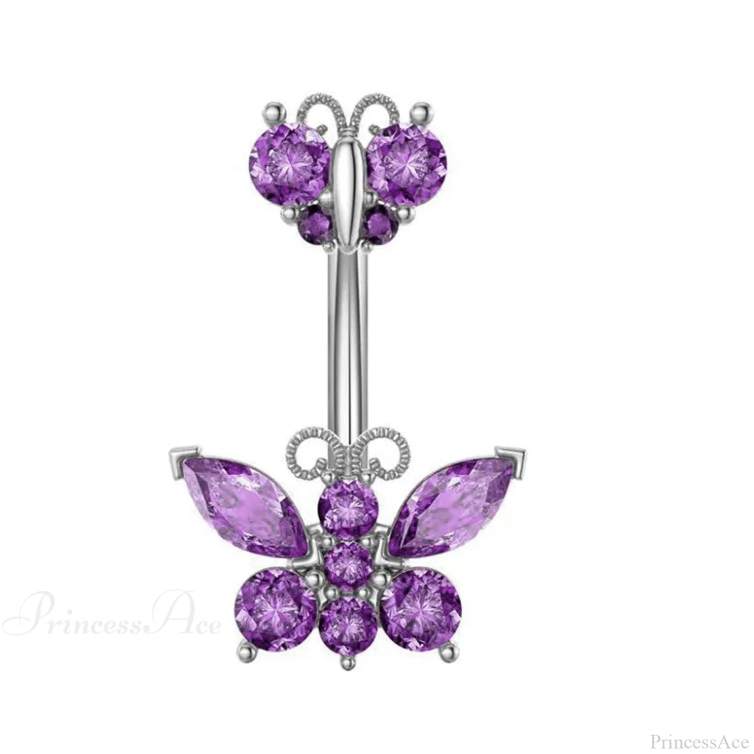 Butterfly CZ Sparkling Gothic Belly Ring Style5 Purple