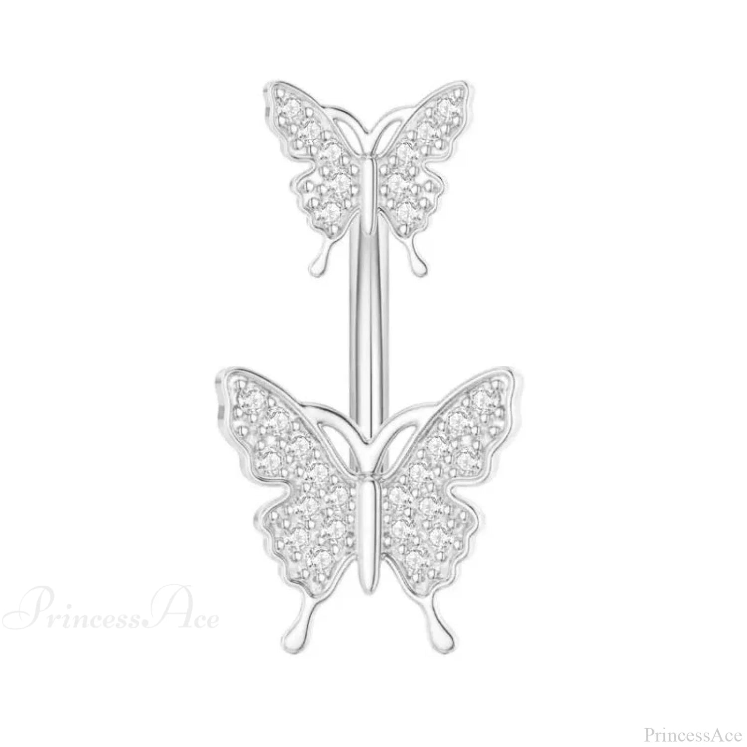 Butterfly CZ Sparkling Gothic Belly Ring Style6 Silver