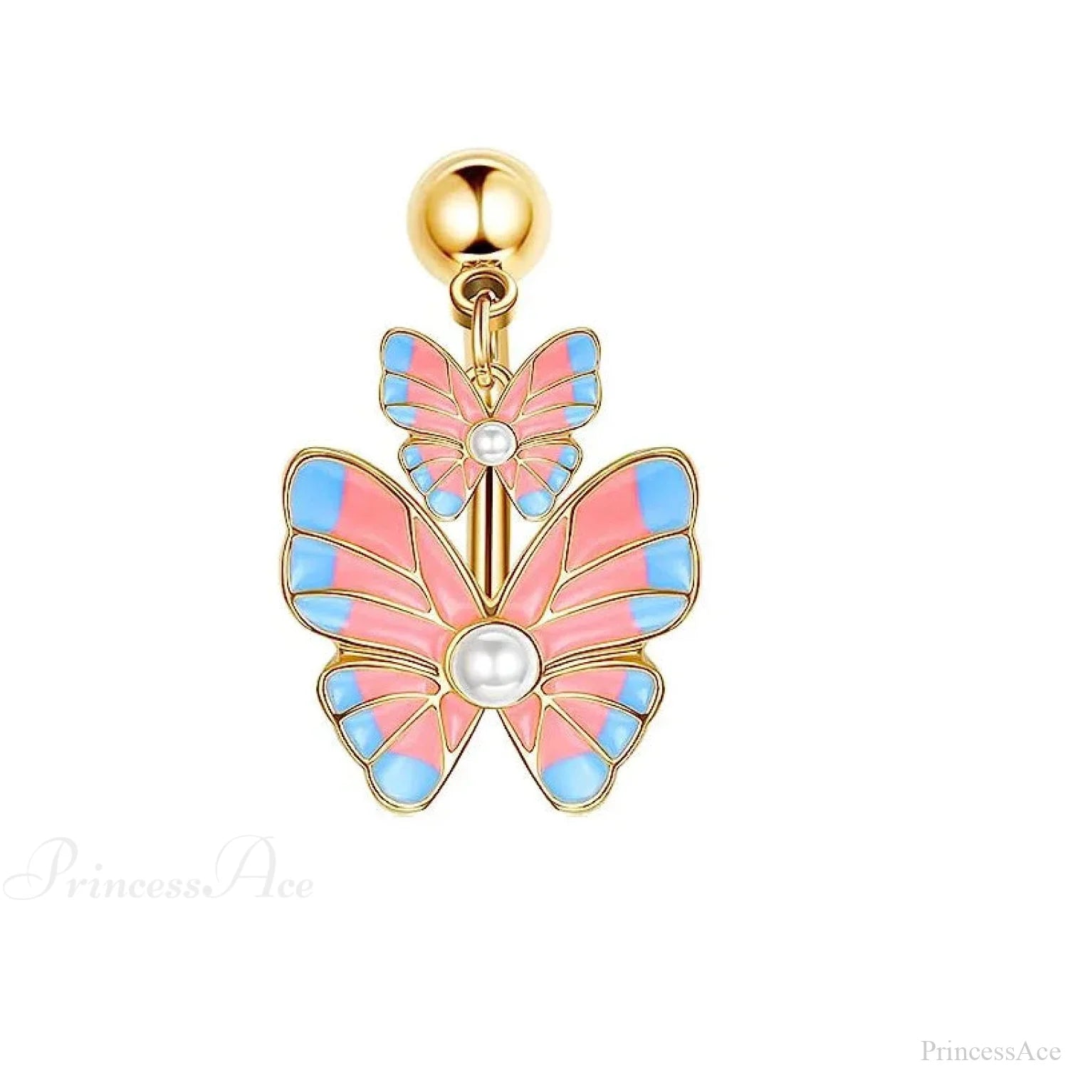 Butterfly CZ Sparkling Gothic Belly Ring Style7 Gold