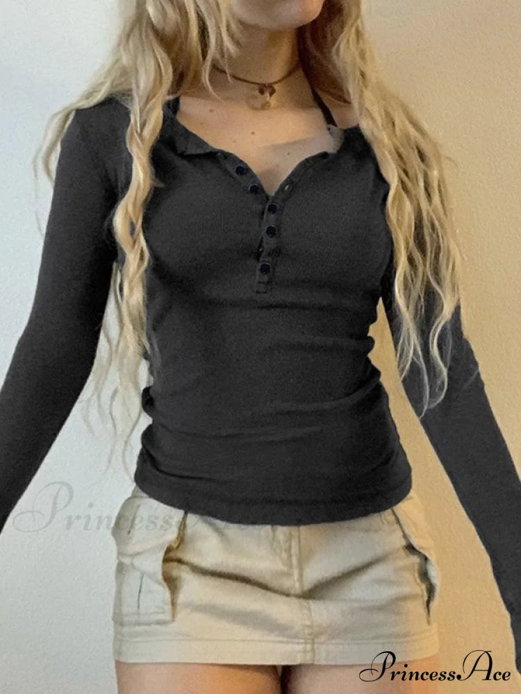 Button Distressed Graceful Denim Mini Dress Dark Grey / S Knits