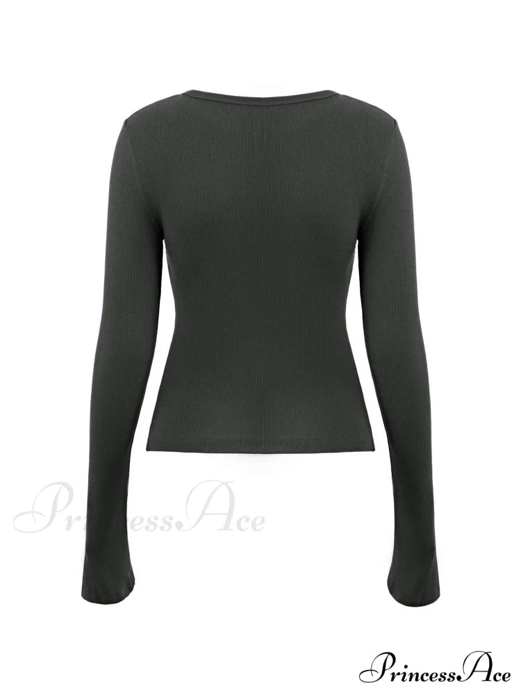 Button Distressed Graceful Denim Mini Dress Knits