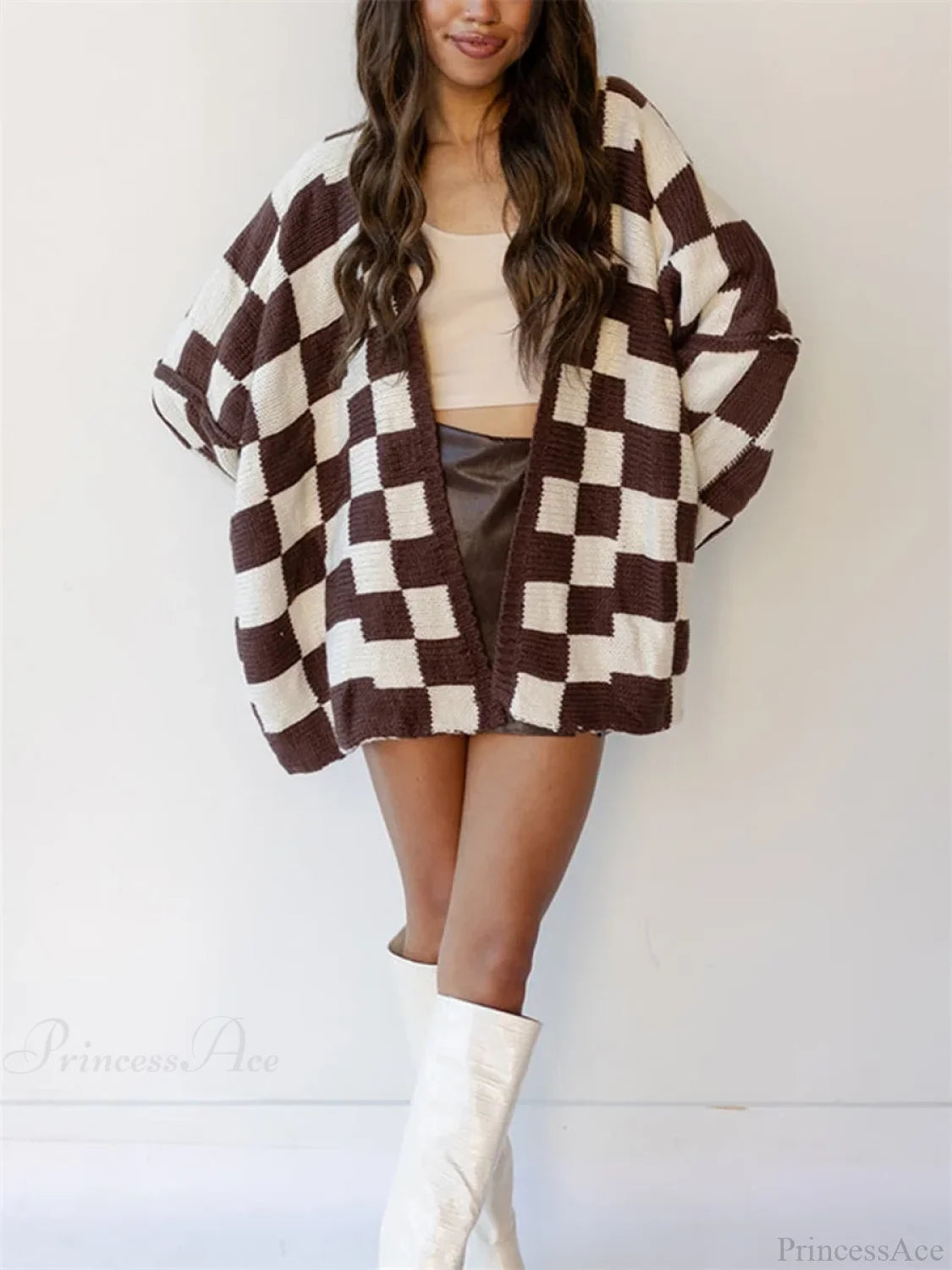 Button-Down Sweater Cardigan brown / S