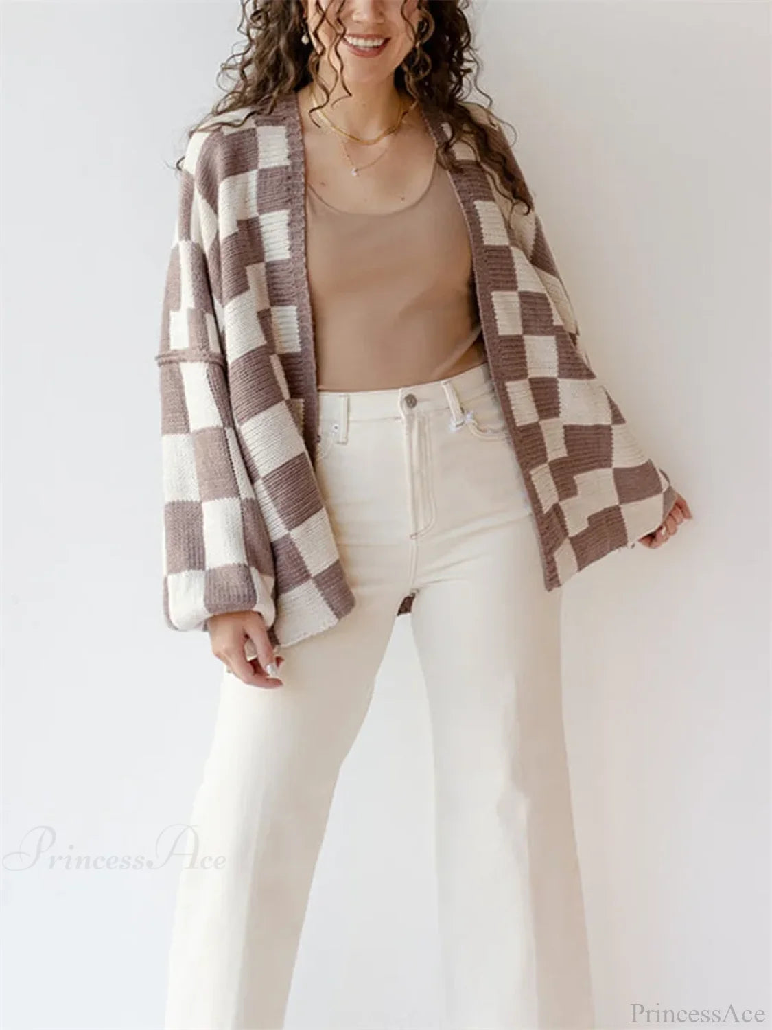 Button-Down Sweater Cardigan coffee / S