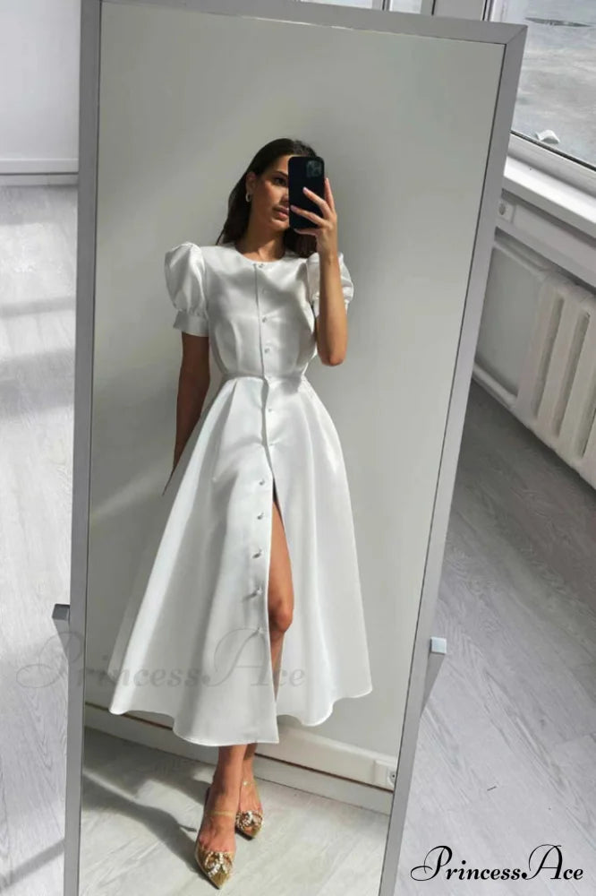 Button Front Stylish Midi Dress