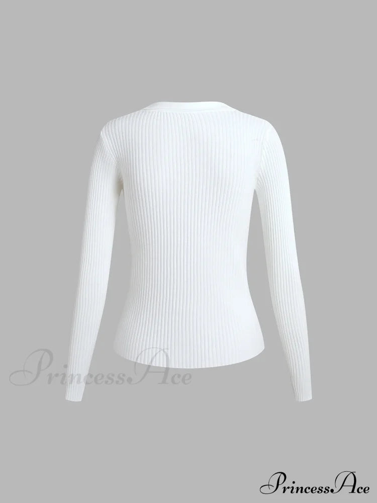 Button Up Graceful Collared Cardigan Sweaters-L