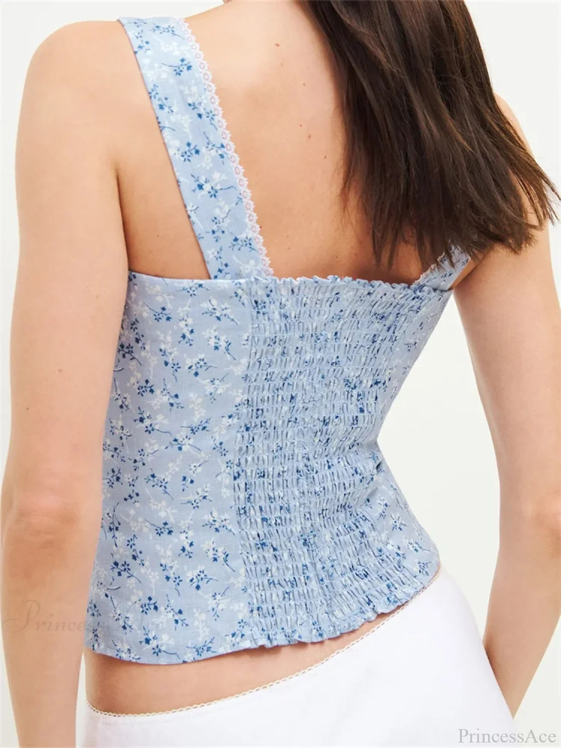 Button-up Square Neck Lace Floral Crop Top croptop-250126