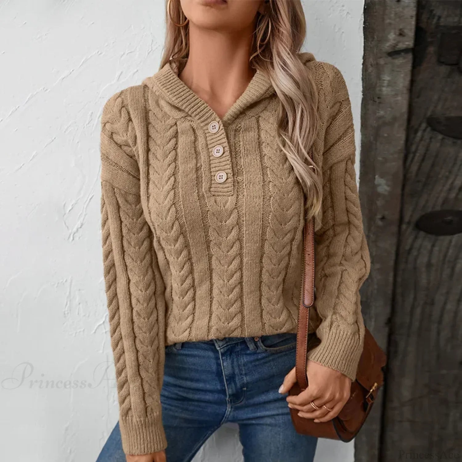 Button Vintage Cardigan Sweater Khaki / S