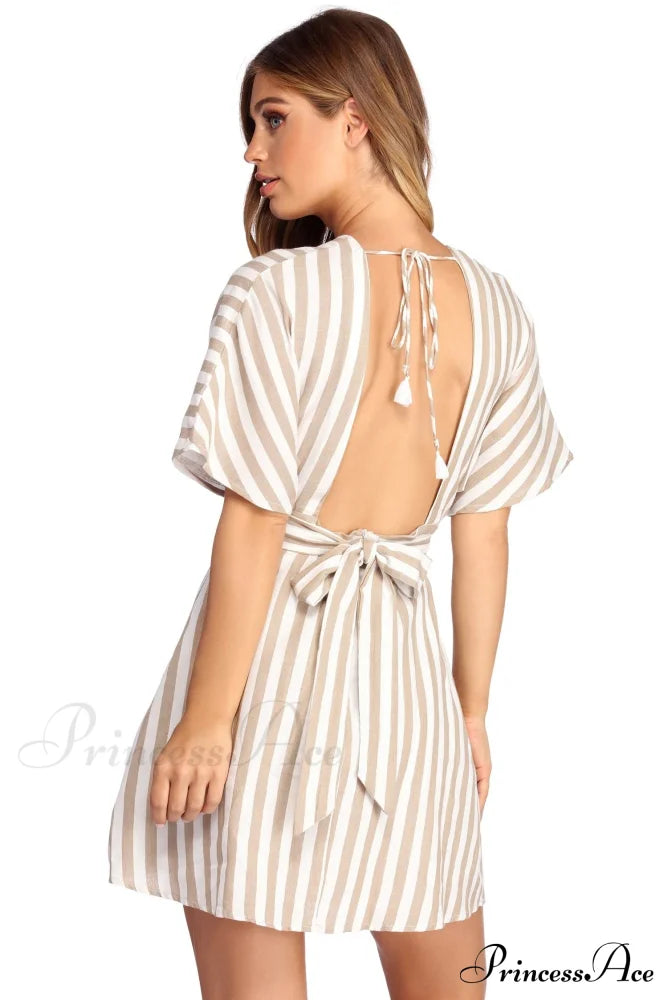 Buttoned Up Stylish In Stripes Dress Casual Dresses
