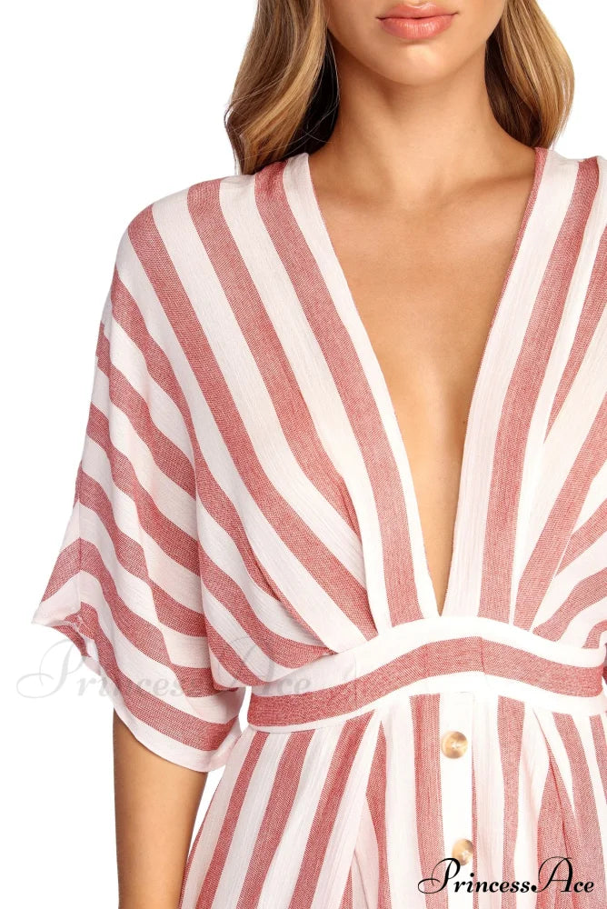 Buttoned Up Stylish In Stripes Dress Casual Dresses