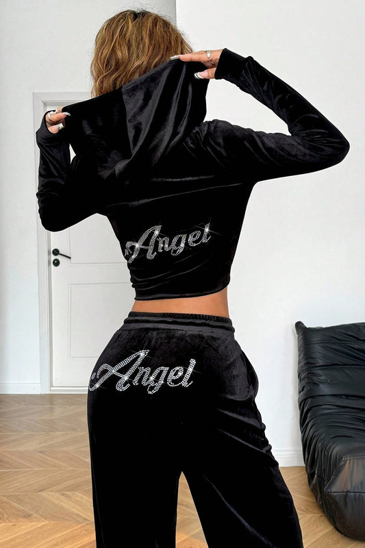 Relaxed Solid Crystal Crop Two Piece Set