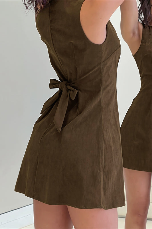 Casual Solid Tie Tank Mini Dress