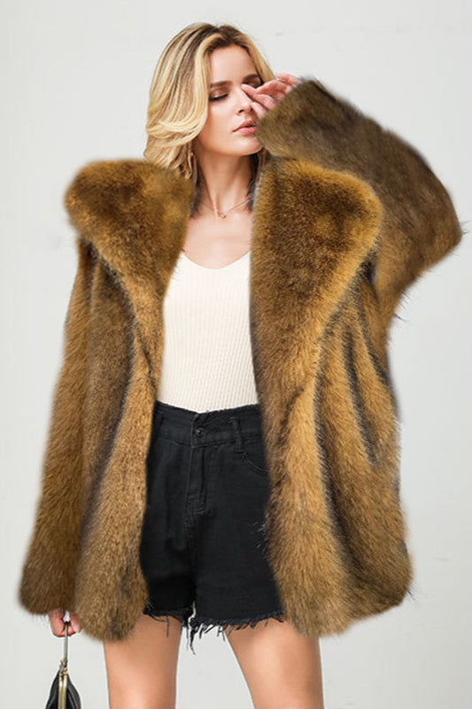 Faux Fur Mid Length Blazer Coat Yellow / S coats