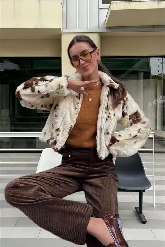 Manteau court simple en polaire à fermeture éclair