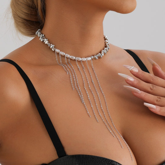 Stylish Tassel Irregular Beaded Splice NeckLace