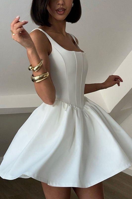 Satin Corset Puff Party Dress