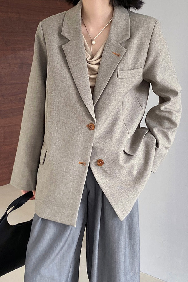 Oversized Speckled Lapel Blazer XS / Grey