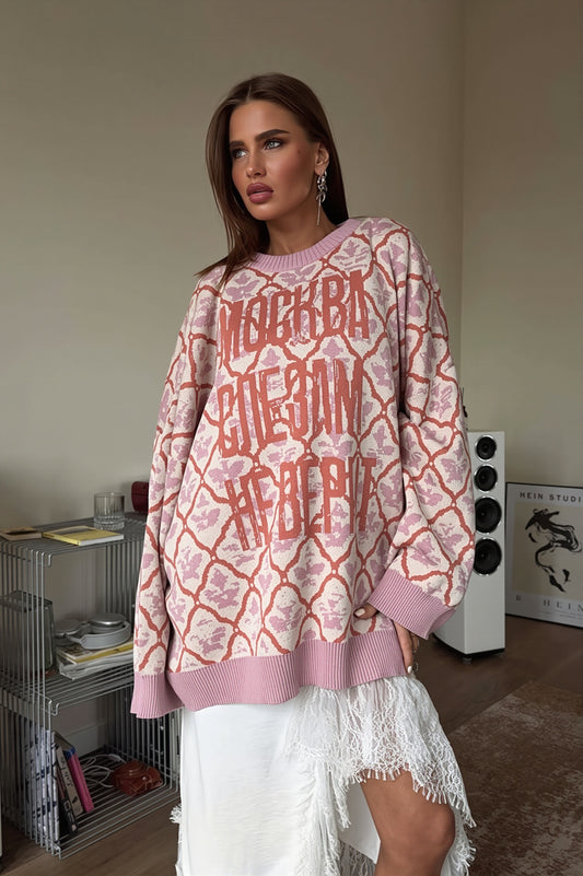 Oversized Graphic Crew Neck Sweater
