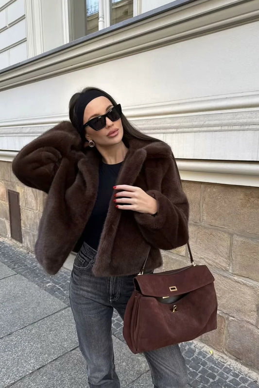 Manteau à col en fausse fourrure High Street