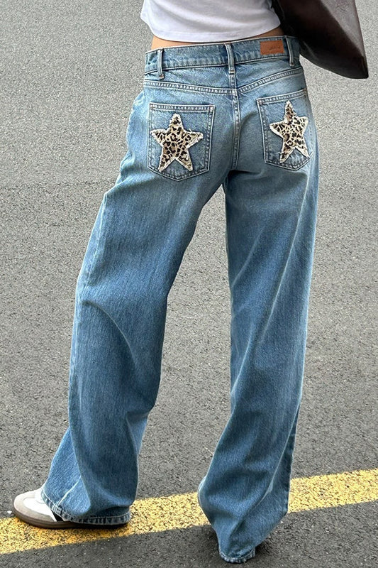Vintage Leopard Star Patch Jeans