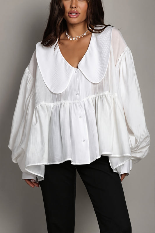 Oversized Peter Pan Collar Babydoll Blouse