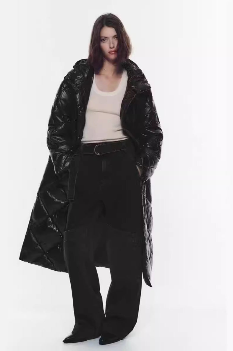 Padded Longline Hooded Puffer Coat coats