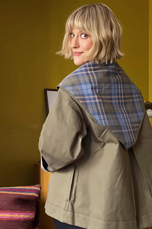 Reversible Plaid Cape Collar Trench Coat