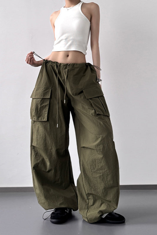 Pantalon cargo ample à imprimé de style américain