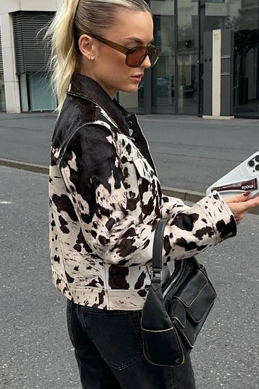 Manteau chemise à manches longues à imprimé vintage