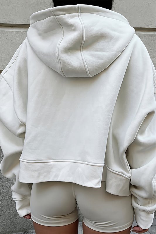 Number Patch Cropped Zip Hoodie