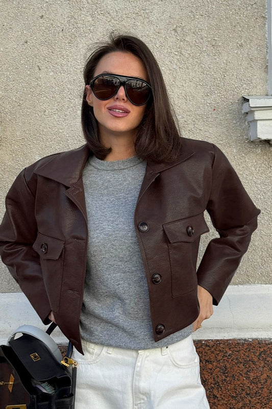 Veste de moto en cuir coupe slim