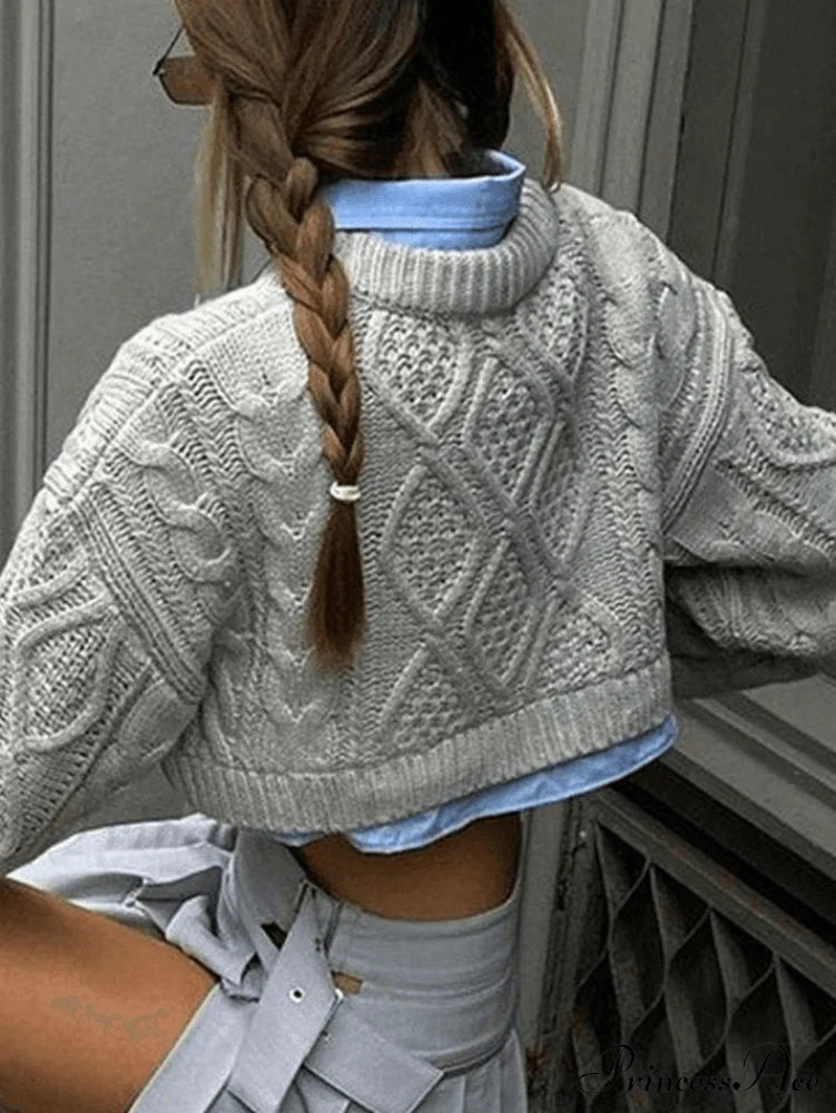 Cable Knit Graceful Crop Cami Top Sweaters