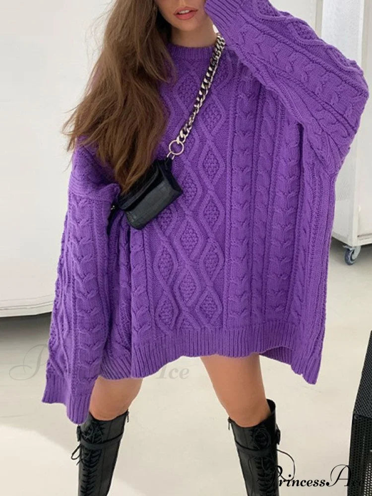 Cable Knit Leg Trendy Warmers With Flare Sweaters-L