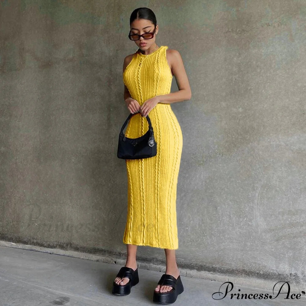 Cable Knit Stylish Tank Maxi Dress Dress