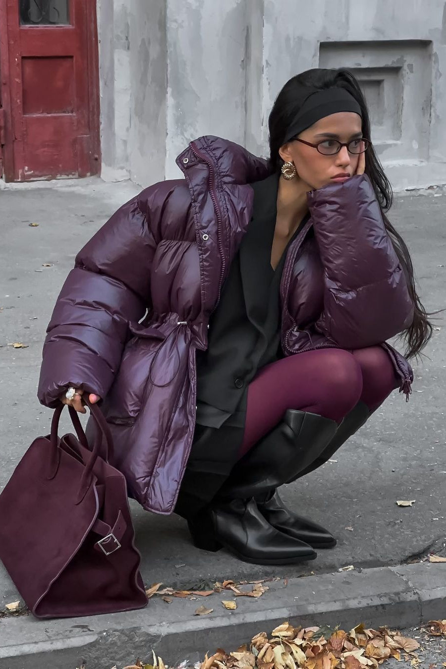 Solid Color Zipped Hooded Puffer Jacket