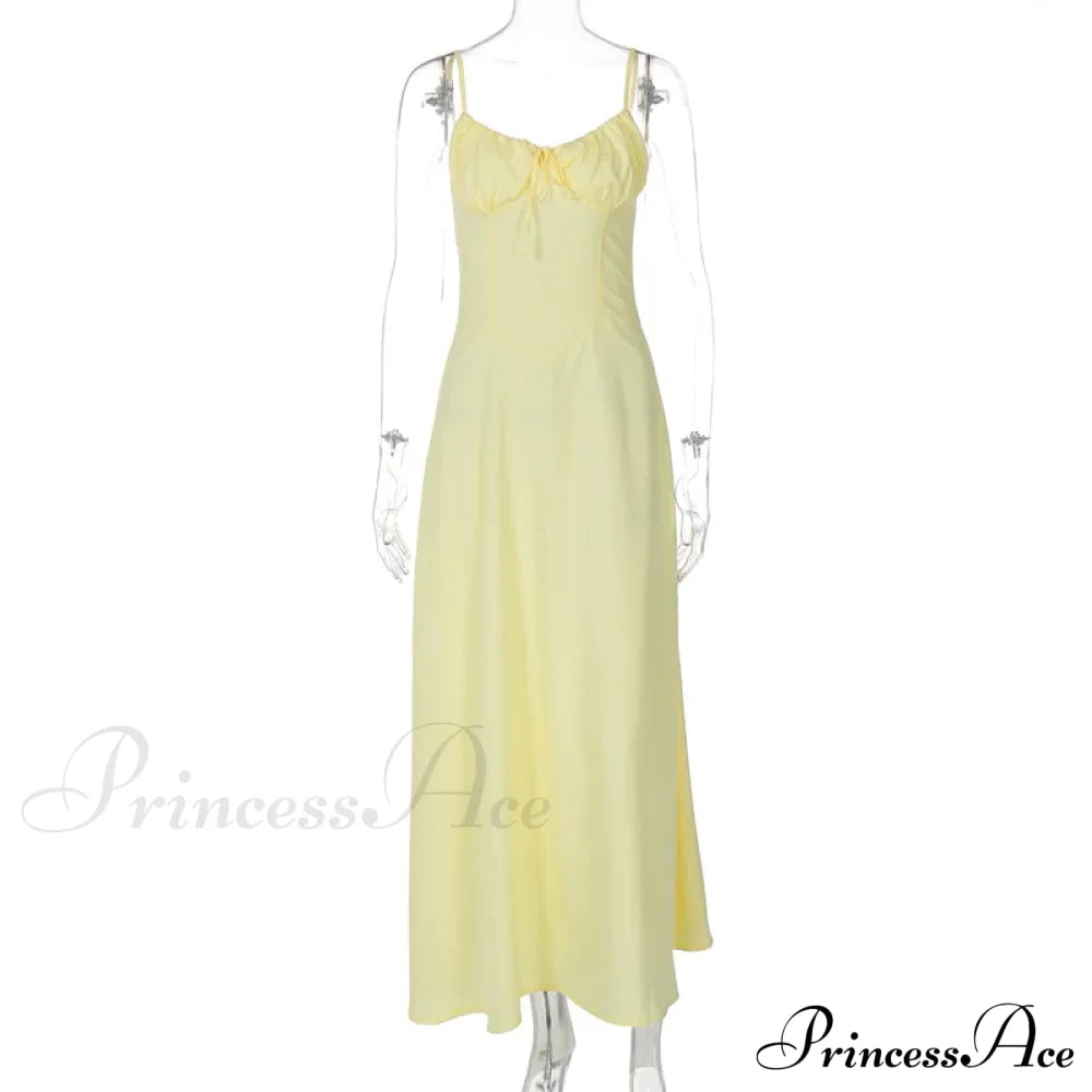 Cami Tie Up Charming Solid Maxi Dress Long