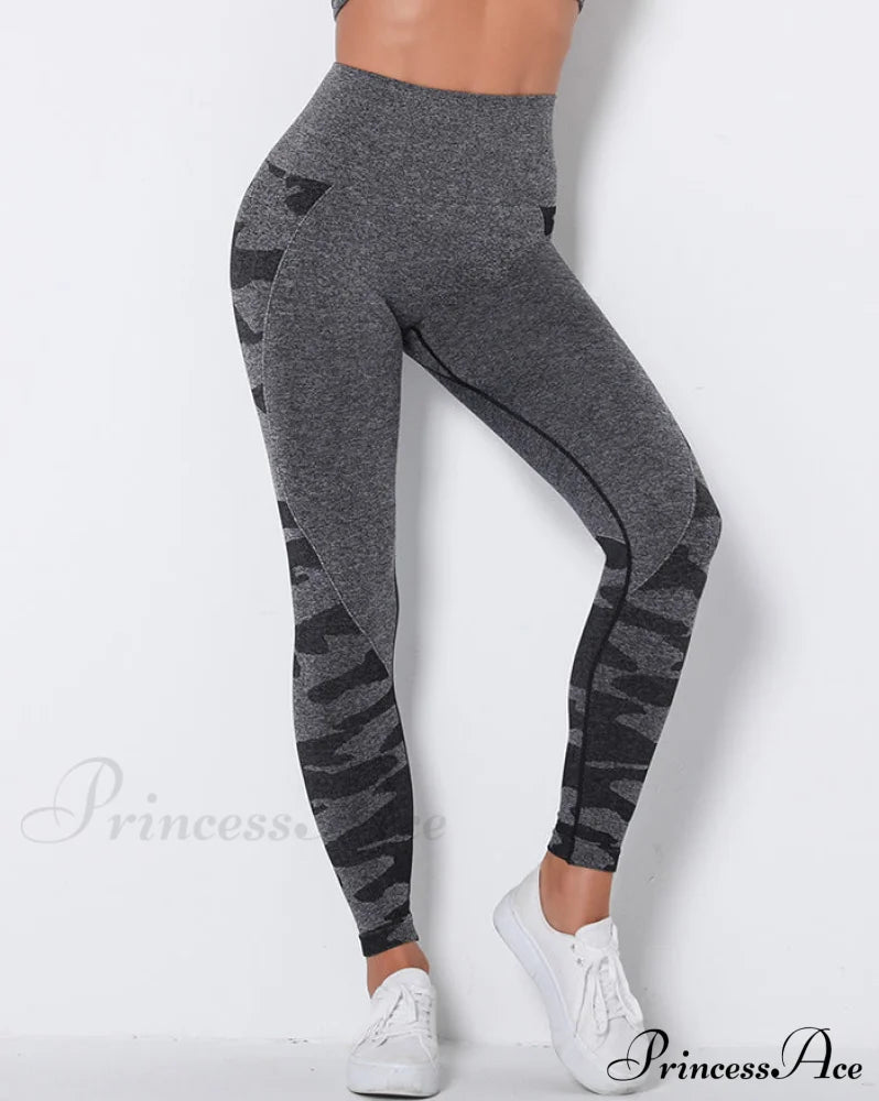 Camouflage Mesh Graceful Patchwork Irregular Skirt Black / S Active Leggings