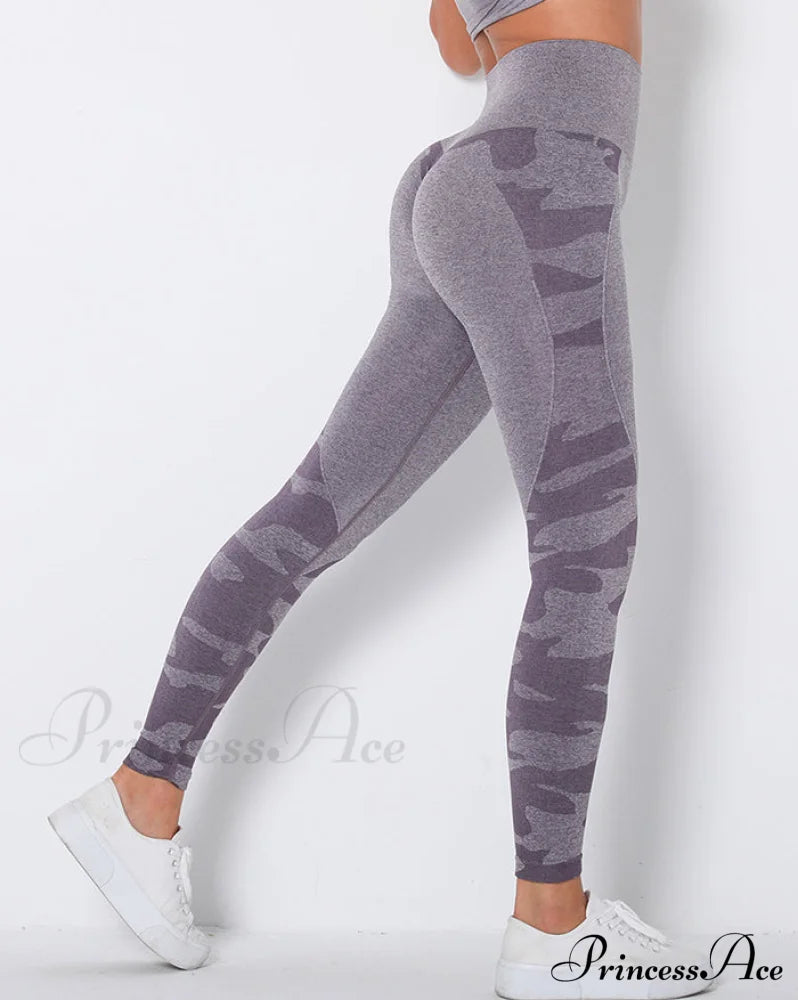 Camouflage Mesh Graceful Patchwork Irregular Skirt Lilac / S Active Leggings