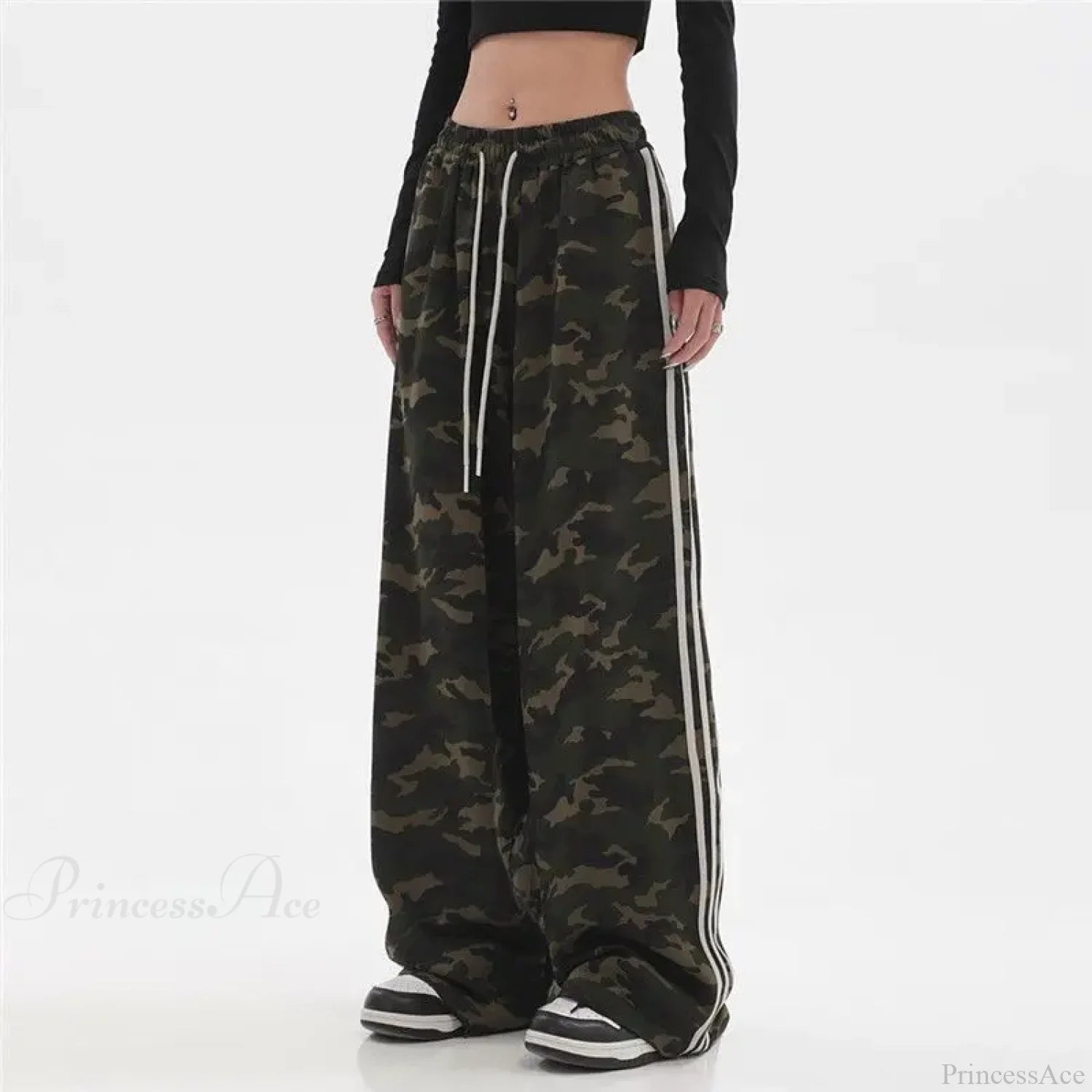 Camouflage Striped Loose Jogging Pants