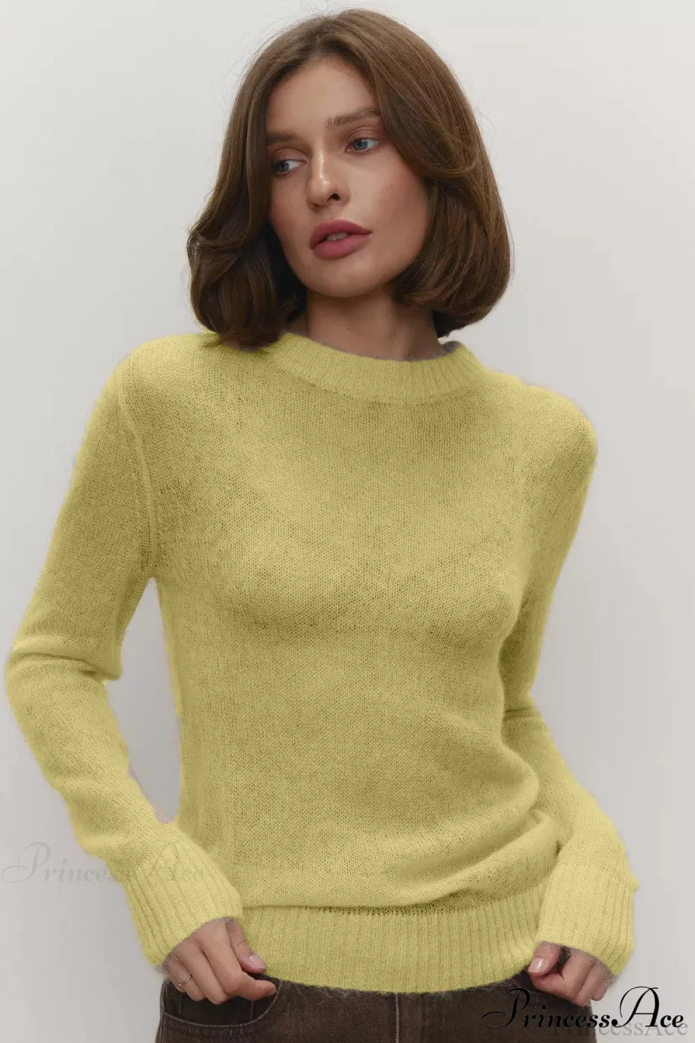 Candy Pastels Sheer Crew Neck Lightweight Knit Top