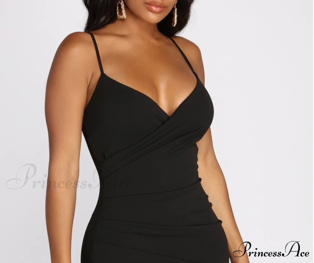 Captivate Me Asymmetric Charming Crepe Mini Dress Club Dresses