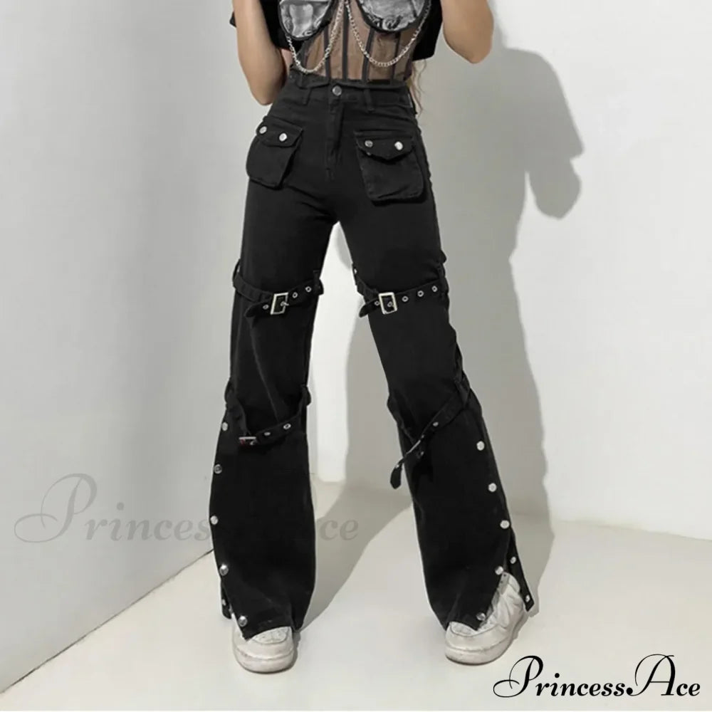 Cargo Flared Wide Leg Streetwear Jeans