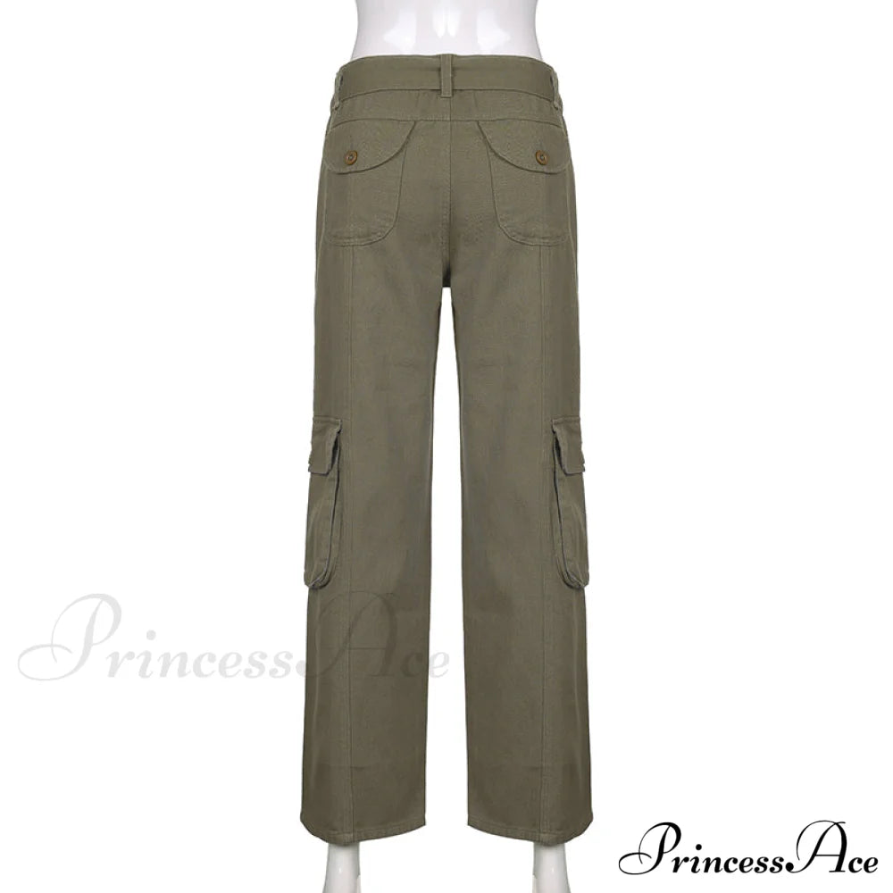 Cargo Streetwear Mom Pants Baggy Low Leg Waist 90S Denim Vintage Wide Jeans Trousers Trendy Korean