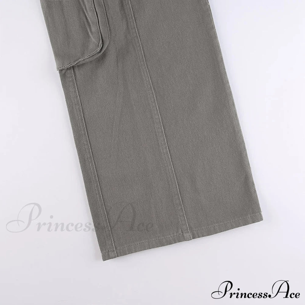 Cargo Streetwear Mom Pants Baggy Low Leg Waist 90S Denim Vintage Wide Jeans Trousers Trendy Korean