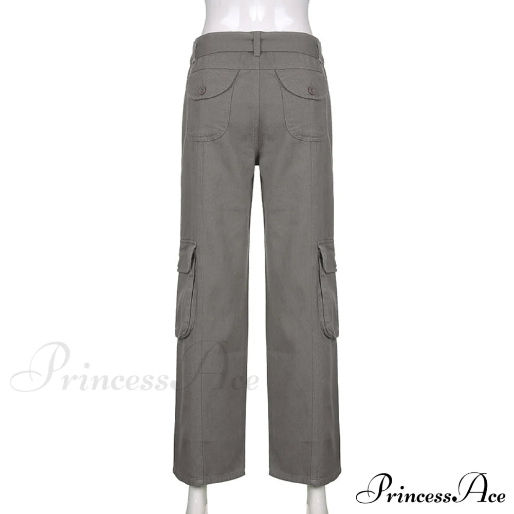 Cargo Streetwear Mom Pants Baggy Low Leg Waist 90S Denim Vintage Wide Jeans Trousers Trendy Korean